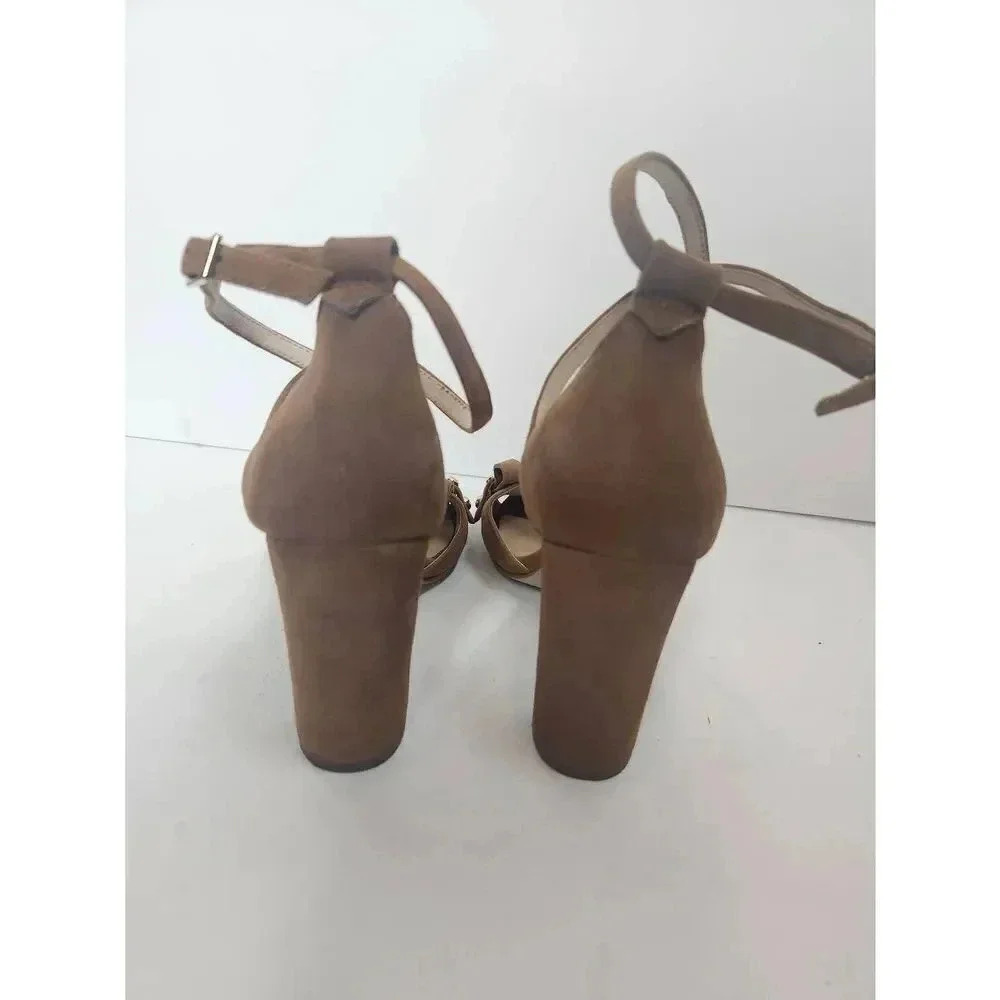 Kate Spade Brown Suede Block Heels Kiltie Fringe Cross Straps Size 7. - Picture 6 of 8
